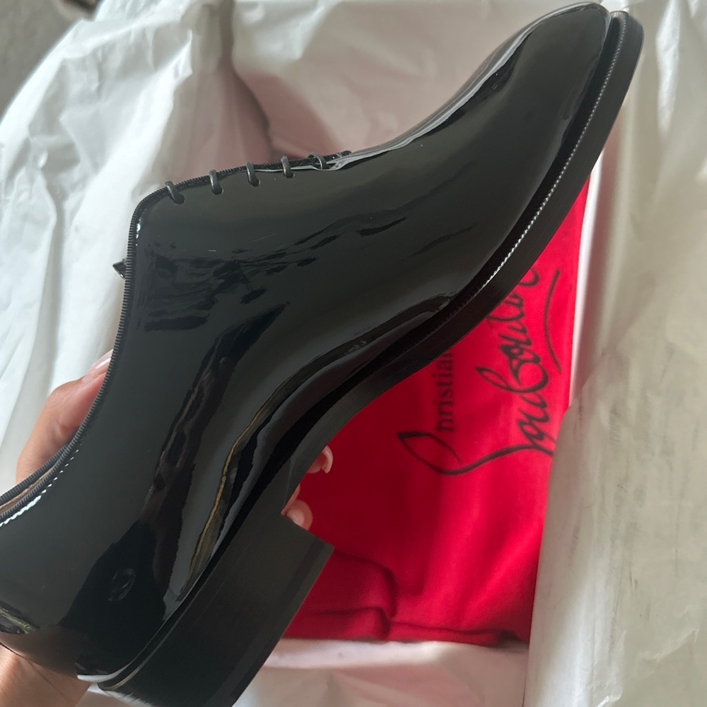 Christian Louboutin Shiny Black Patent Slip-Ons